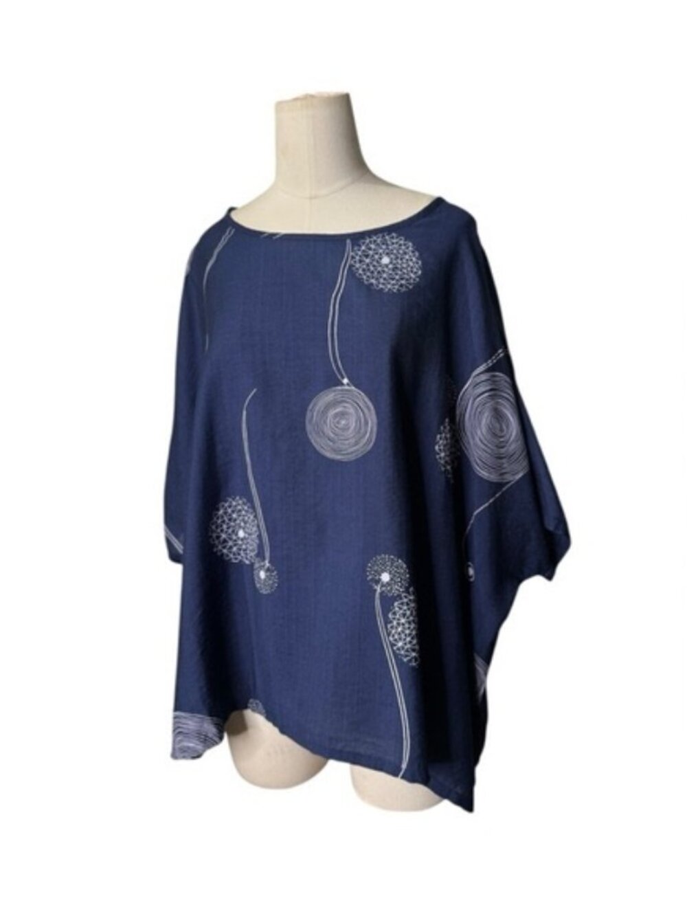 PATRICIA LUCA - PRINTED LOOSE TOP IN NAVY Sz M/L - Picture 2 of 5